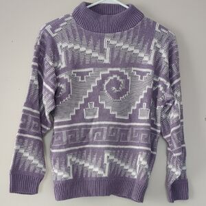 Jolie Purple and White Cowl Neck Sweater